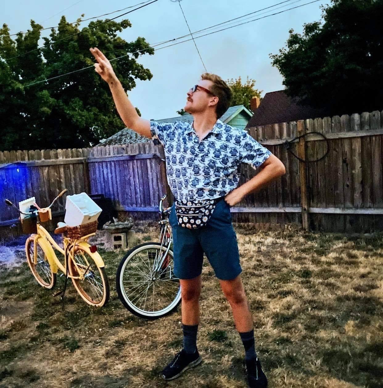mike standing in a yard